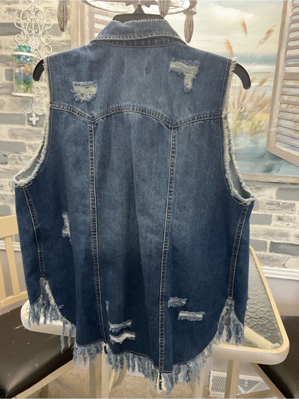Fringed blue jean vest - Picture 3 of 3